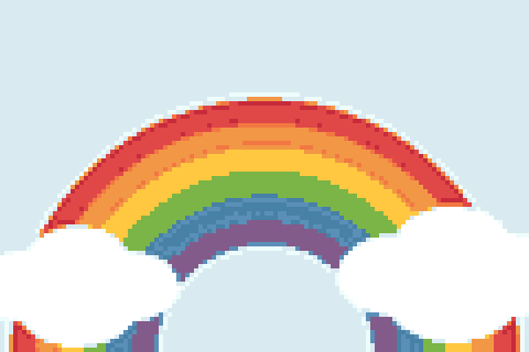 Rainbow sky cross-stitch pattern converted from an image
