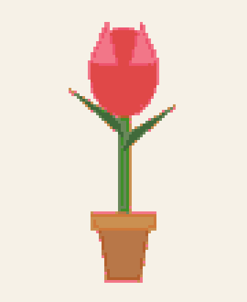 Tulip pot cross-stitch pattern with background removed